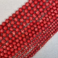 Polished round red imperial stone beads with marble texture for jewelry making - Red Imperial Turquoise