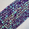 Purple and teal imperial jasper round beads for DIY jewelry and necklace crafting - Purple Blue Imperial Jasper