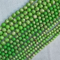 Polished round imperial jasper beads in green with natural textures for DIY jewelry - Green Imperial Jasper