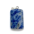 Rechteckiger Lapislazuli Steinanhänger mit Silberverschluss und natürlicher blauer Textur - 15x25mm / Blaupunktstein