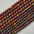 Polished colorful striped round stone beads for DIY jewelry and necklaces - 6mm / Colorful