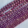 Polished purple Imperial Jasper round loose beads with natural veined texture for DIY jewelry - Purple Imperial Stone