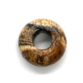 Flache runde Natursteinperle mit Holzmaserung in Braun- und Beigetönen - Landschaftsjaspis / 8x14mm