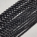 Natural round black stone beads for DIY jewelry making available in 4-10mm sizes - Obsidian (No. 1)