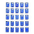 Blue Elder Futhark runes set with gold engraved symbols for divination and ritual use - Synthetic Blue Crystal