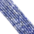 Blaue und weiße Natursteinperlen in Zylinderform 4x4mm für DIY-Schmuckherstellung - 4x4mm / Nr.1 Weiß Gefleckt Blau