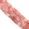 Pink rectangular natural stone beads with translucent texture for DIY jewelry making - 4x13mm / Watermelon Quartz