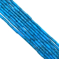 Cylindrical blue turquoise tube beads with black spiderweb matrix for DIY jewelry making - 4x13mm / No.16 Blue With Black Veins