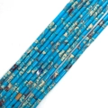Himmelblaue zylindrische Türkisperlen mit natürlicher brauner Textur für DIY Schmuckherstellung - 2x4mm / Himmelblau