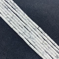 Cylindrical white turquoise loose beads with natural grey marble texture for DIY jewelry - 4x13mm / No.17 White With Gray Veins