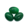 Drei ovale grüne Aventurin Cabochons mit polierter Oberfläche für DIY Schmuck - 10x14mm / Grüner Chalcedon