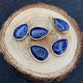 Pendentifs gouttes en pierre impériale bleu foncé avec bords dorés pour colliers DIY - 12x20mm / Bleu Foncé (N°2)