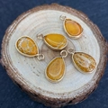 Pendentifs en pierre impériale en forme de goutte avec bordure dorée pour bijoux - 12x20mm / Jaune-brun (Style 3)