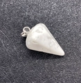 Tapered white turquoise pendant with grey veining and silver metal bail attachment - 14x27mm / Howlite