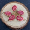 5er-Set tropfenförmige Anhänger aus rotem Kaiserstein mit vergoldeter Fassung - 12x20mm / Rot (Nr. 6)