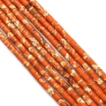 Perles cylindriques 4x4mm en pierre naturelle orange et blanc pour bijoux DIY - 4x4mm / N°37 Pierre Impériale Orange