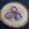 Pendenti a cuore in pietra imperatore con bordo dorato per creazione di gioielli fai-da-te - Stile a trama naturale intrecciata viola e blu (N. 11) / 16x18mm