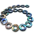 Natural abalone shell donut beads with iridescent luster for DIY jewelry making - Round Ring / 10mm