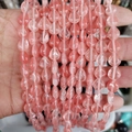 Macro view of teardrop strawberry quartz beads with high gloss and natural texture - 8x10x5mm Approx 40 Pcs / Watermelon Quartz