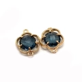 Flower-shaped gold plated connector with faceted dark blue stone for jewelry making - Size 11 / 11x16mm (50 Pieces/pack)