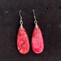 Pink marbled turquoise drop earrings with silver hooks for women diy jewelry - Pink Stone Pattern (8)