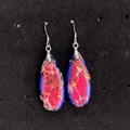 Waterdrop natural stone teardrop earrings with red and blue veined patterns - Blue Fuchsia (12)