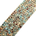 Oval 7x9mm natural stone imperial beads with blue and brown marble texture for DIY jewelry - 7X9mm / Yellow Brown Marble Style (12)