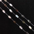 Natural shell beads in fish shape with iridescent glow for DIY jewelry making - Black Shell-Fish