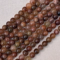 Natursteinperlen Strang in warmem Orangebraun mit natürlichen Mineraltexturen - Rote Kaninchenhaar (6mm)