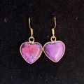 Purple gradient stone heart drop earrings with gold rim and hook for women - Purple-Pink (No. 5)