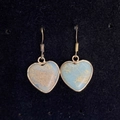 16mm heart-shaped turquoise pendant earring with golden fish hook and light blue marble stone - Light Blue Textured (No. 12)