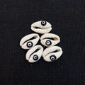 Natural white shell beads with evil eye pattern for DIY handmade jewelry crafting - 12x20mm / 20 Pieces Set / Black