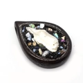 Pendentif goutte en résine fait main avec perle baroque et éclats de pierres noires - Grande Perle Baroque (No. 2)