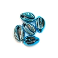 Metallic electroplated blue natural cowrie sea shells for DIY jewelry making - No. 7 (20 Pieces/pack) / 13x19mm