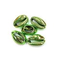 Five pieces of metallic green electroplated natural cowrie shells for DIY jewelry making - No. 4 (20 Pieces/pack) / 13x19mm