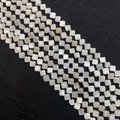 Detailed view of white mother of pearl four-leaf clover beads for DIY jewelry making - Clover Style / 6mm