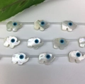 Perline in madreperla a forma di elefante con malocchio blu per gioielli fai da te - Forma di Elefante / 9x12mm / Bianco perla