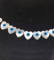 Perle a cuore in madreperla naturale con occhio blu per creazione di gioielli - Forma di Cuore con Foro Orizzontale / 10mm / Bianco perla