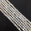 Flat round white natural mother of pearl shell loose beads for DIY jewelry making - Round Disc Style / 6mm