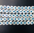 Perline a cuore in madreperla naturale con motivo occhio greco per gioielli fai-da-te - Forma di Cuore con Foro Verticale / 10mm / Bianco perla