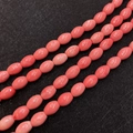Pink coral-style synthetic rice beads strands for jewelry making and DIY projects - Smooth Rice Bead / 7x10mm (50 Pieces/Pack)