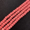 Polished pink synthetic coral round beads strands for DIY jewelry making accessories - Smooth Drum / 50 Pieces