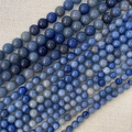 Cuentas redondas de piedra natural azul pulida en varios tamaños para joyas DIY - Aventurina Azul