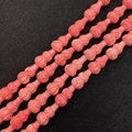 Pink synthetic coral flower engraved long oval beads for jewelry making DIY - Carved Gourd Shape / 18mm (50 Pieces/Pack)