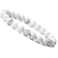 Detalle de cuentas de howlita turquesa blanca con textura de mármol gris en pulsera - Howlita Blanca