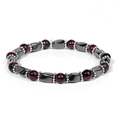 Detailed macro of red tiger eye beads and hematite stones on a high-quality elastic bracelet - Hematite Red Tiger Eye