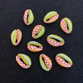 Set of 10 colorful zigzag print cowrie shell beads for DIY jewelry making and crafts - Three Color Zigzag Pattern (No.25) / 20 Pieces Set
