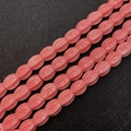 Pink synthetic coral barrel beads with engraved mantra symbols for DIY jewelry making - Hexagonal Mantra / 12x13mm (50 Pieces/Pack)
