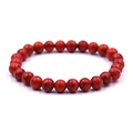 Men and women natural red lava stone beaded bracelet with black marble texture finish - Red Turquoise