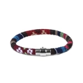 Detailopname van een bohemien gevlochten armband met kleurrijke patronen en magnetische sluiting - Etnische Kleurrijke Stijl (FK0232)